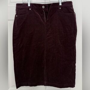 J. Jill Deep Burgundy Corduroy Pencil Skirt